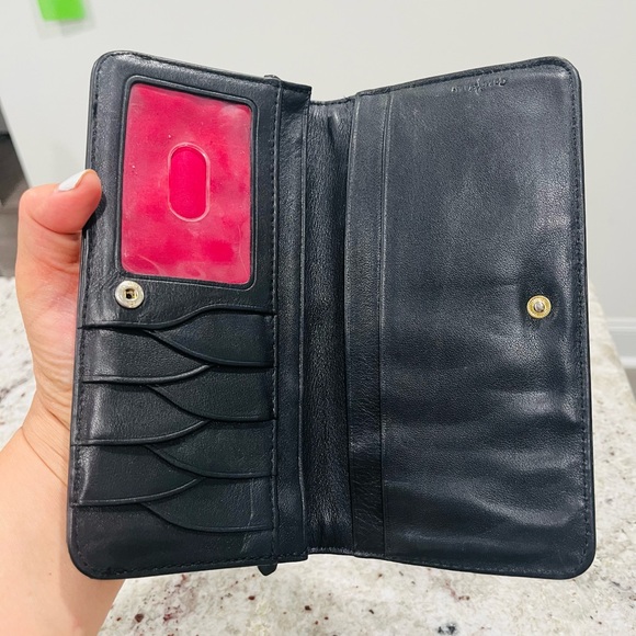 Cole Haan Black Leather check book wallet - Picture 2 of 8